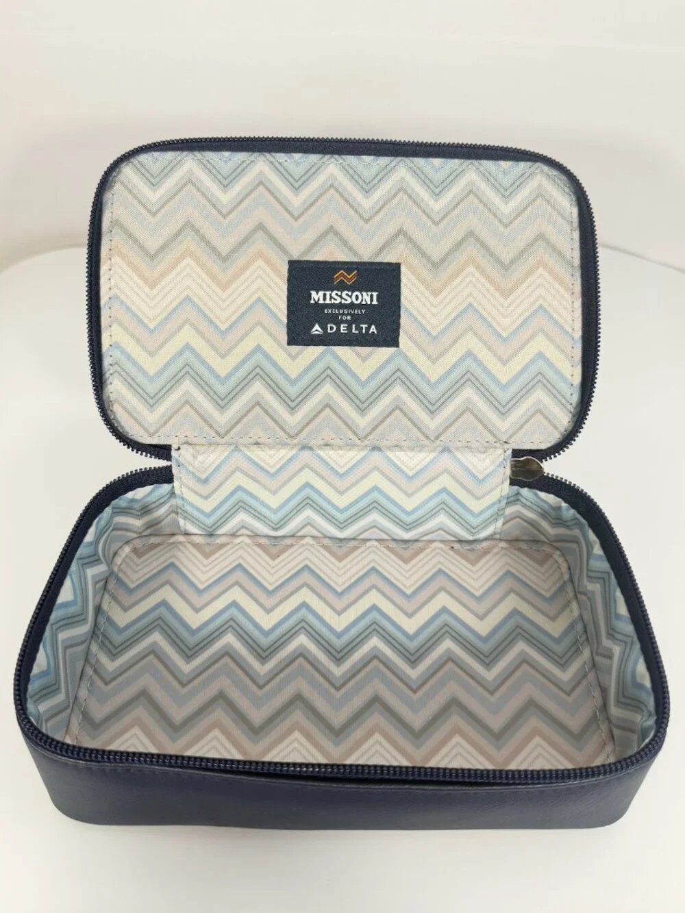 Missoni Chevron Travel Case Multicolor Zipper Cosmetic Makeup Toiletry Bag NWOT